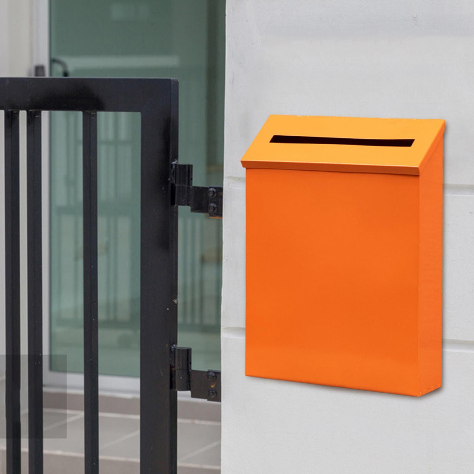 Wall Mount Mailbox Metal Postbox Newspaper Holder Box for Outside Front Door Orange