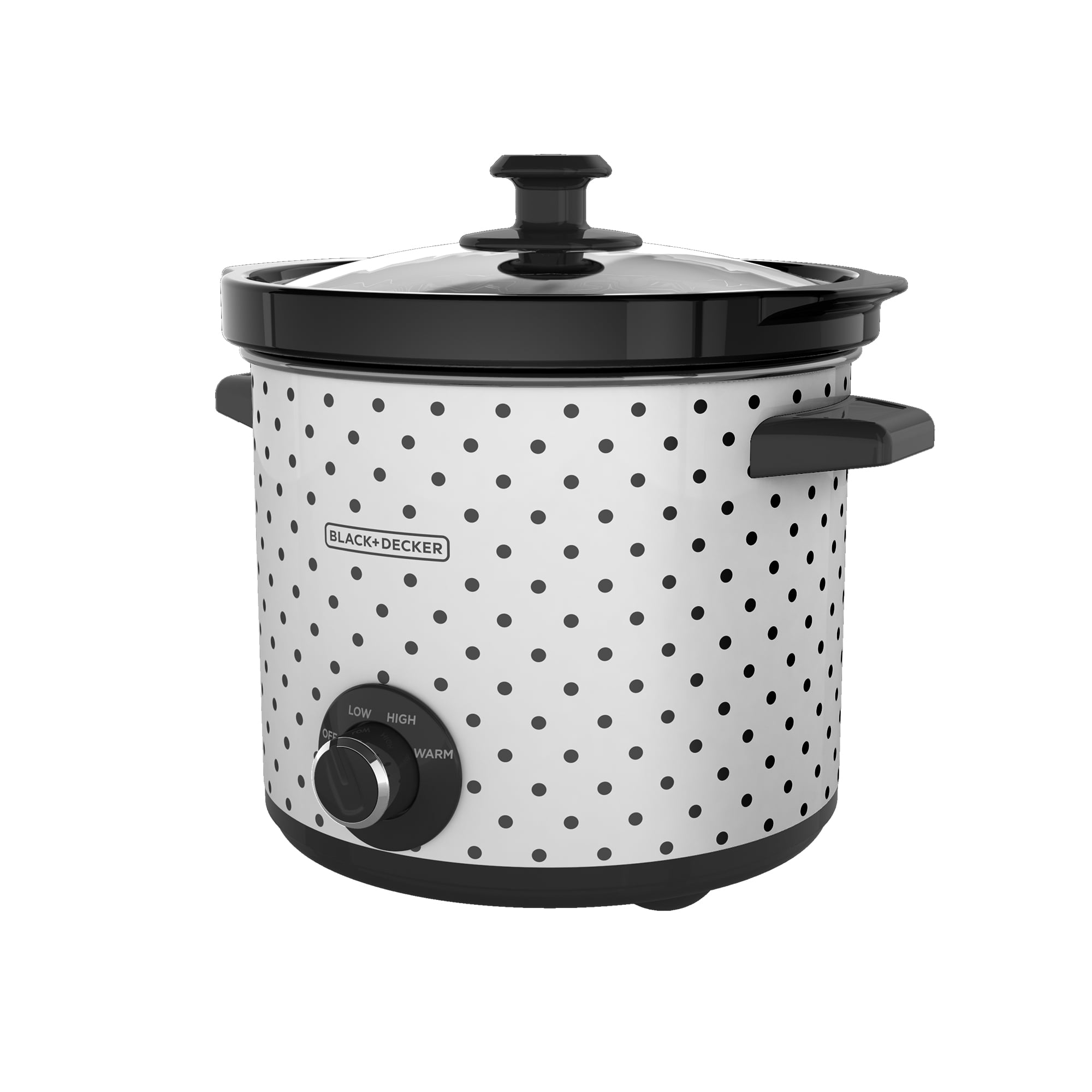 BLACK+DECKER 4Quart Slow Cooker, White/Black Polka Dot, SC1004D