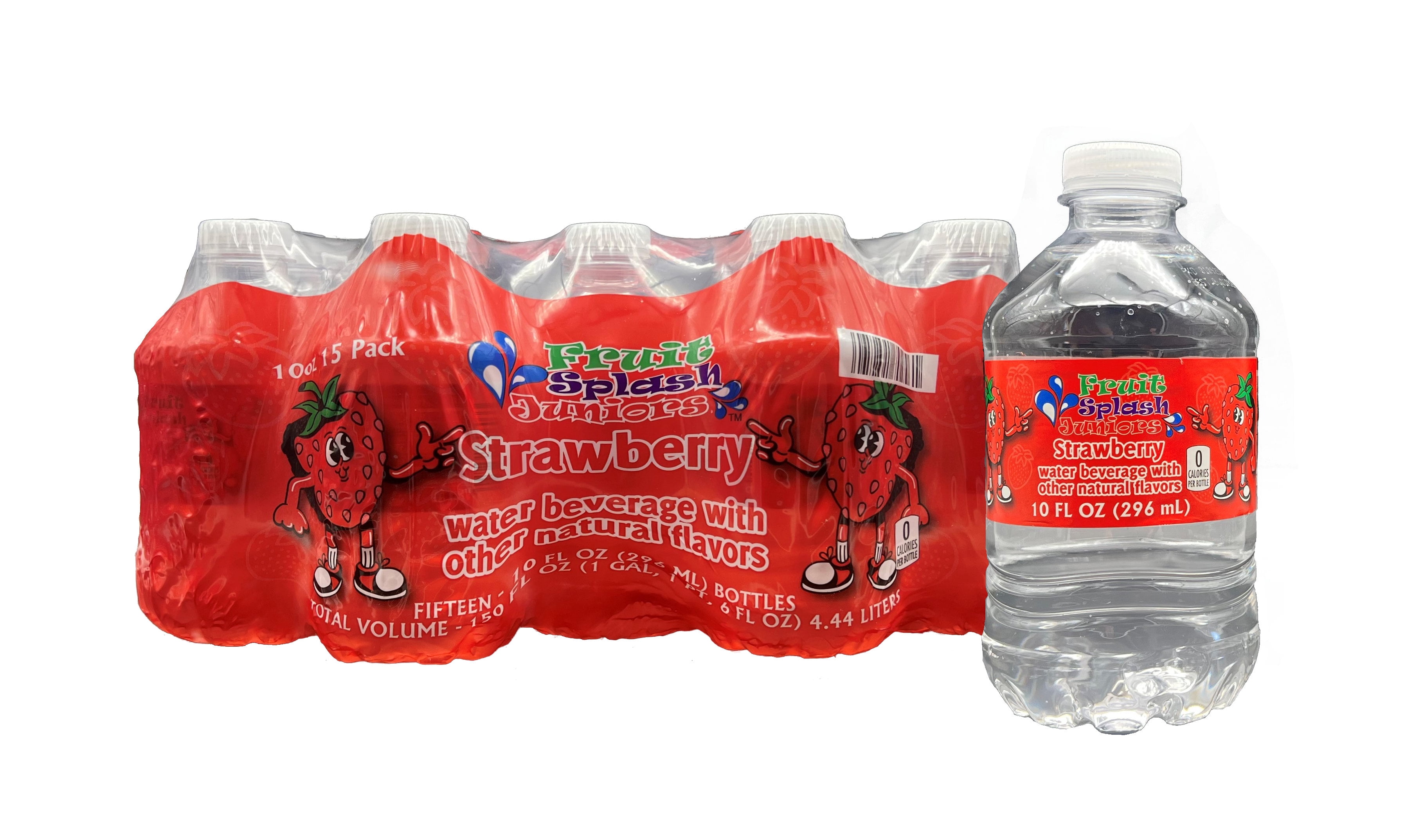 (12 pack) Fruit Splash Juniors, Water Bottles, Strawberry, 10 fl oz, 15 Pack Bottles
