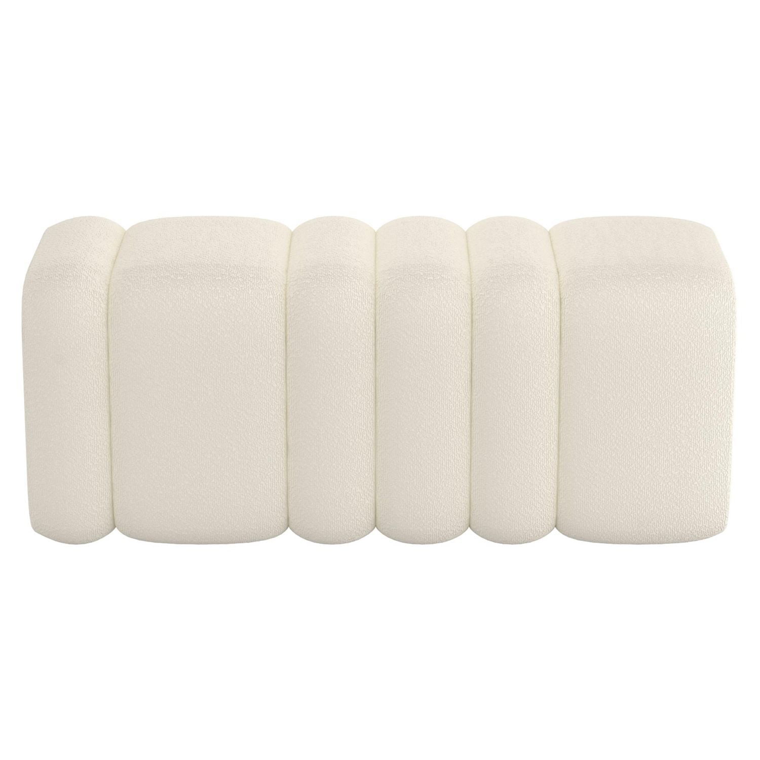 Contemporary Boucle Fabric Large Ottoman Bench - Ivory
