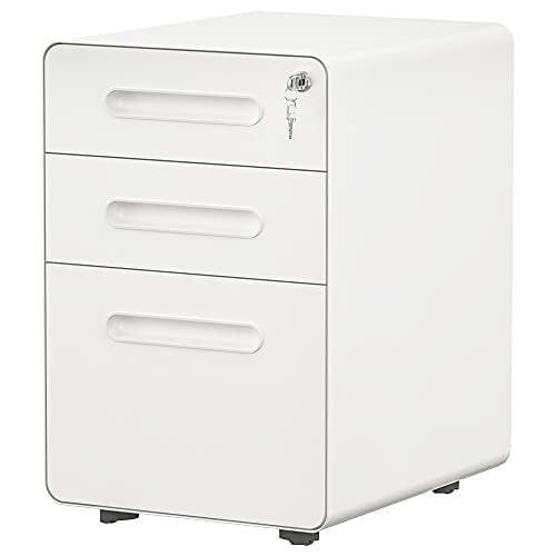 Yitahome 3 Drawer Rolling File Cabinet Metal Mobile With Lock Filing Under Desk Fits Legal Letter A4 Size For Home Office Fully Assembled White Com Yitahome 3 Drawer Rolling File Cabinet, Desk Filing Cabinet Size