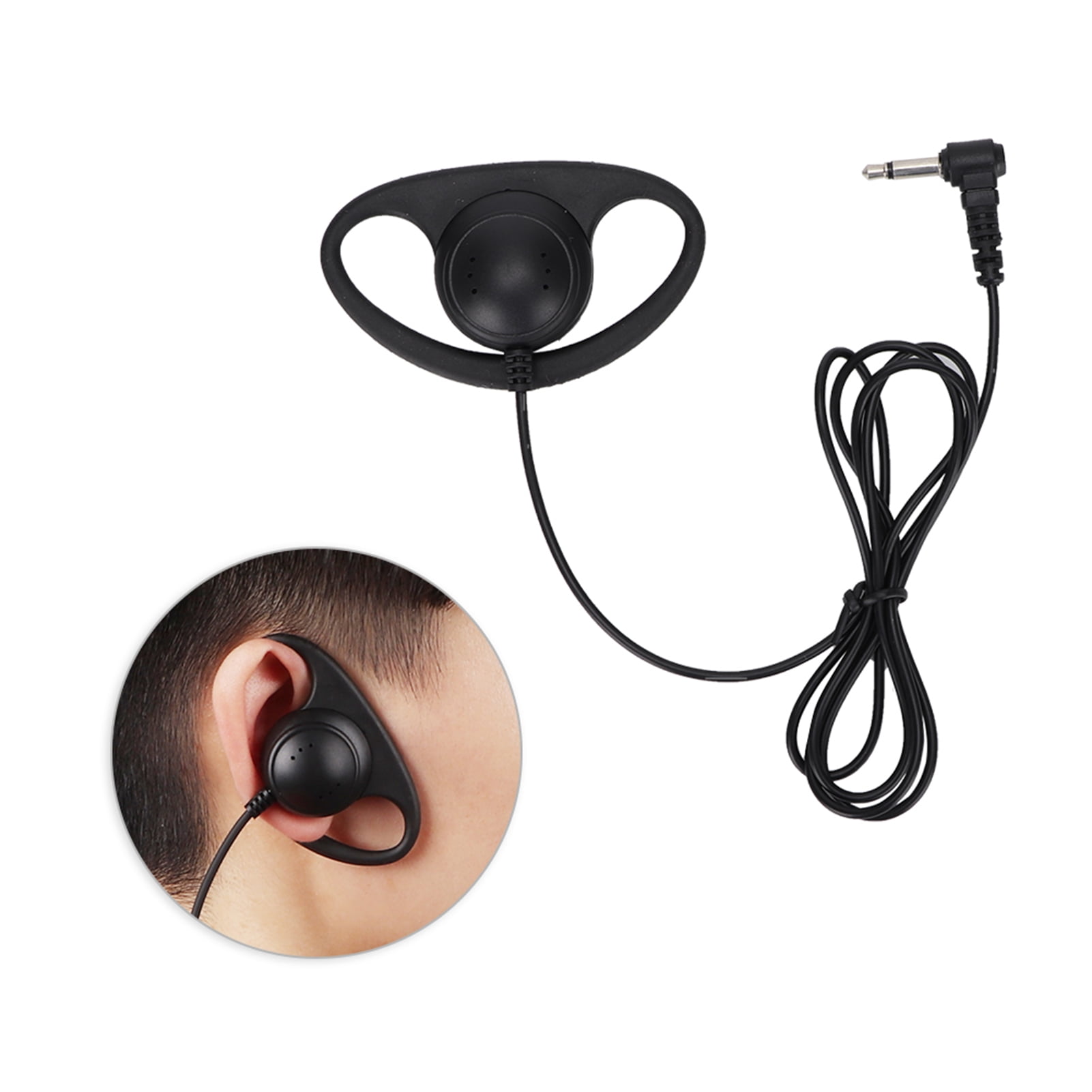Earpiece, D-Shape Wired Headphones Durable Wired Earbuds