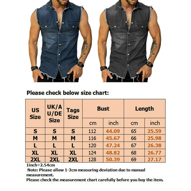 Sleeveless denim cheap shirt mens