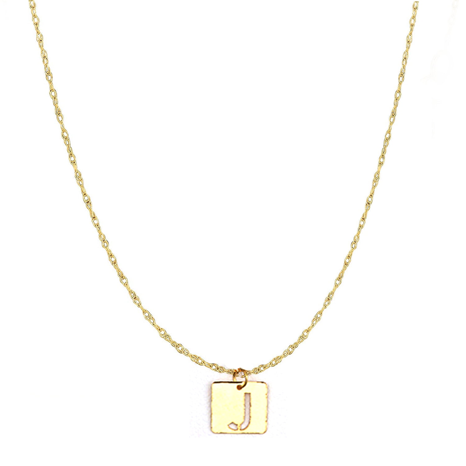 14k Yellow Gold Initial Letter J Pendant Adjustable Necklace, 16" To 18