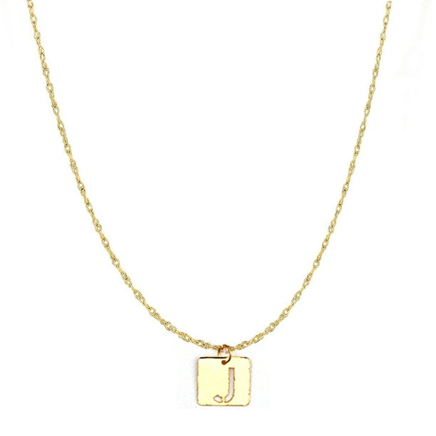 Jewelry Affairs 14k Yellow Gold Initial Letter J Pendant Adjustable