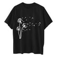 thumbnail image 5 of WREESH Women's Oversized T-Shirts Casual Round-Neck Printed Loose Short Sleeve Graphic Tops Black, 5 of 5