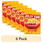 (6 pack) Jolly Time Xtra Butter Microwave Popcorn 3 oz, 6 Ct. Made with Real Butter Gluten-free.