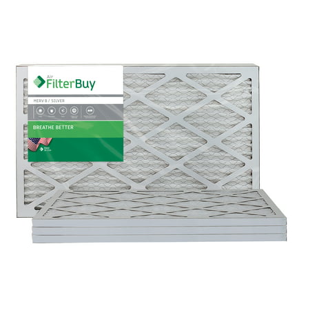 AFB Silver MERV 8 12x24x1 Pleated AC Furnace Air Filter. Pack of 4 Filters. 100% produced in the (Best Air Filter For Home Furnace)