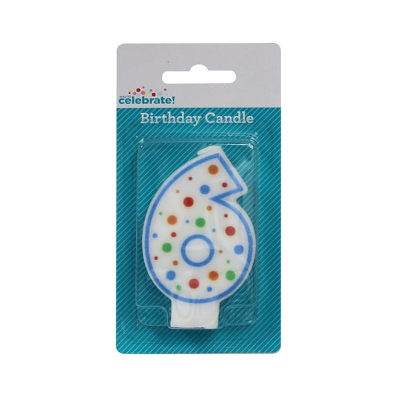 Way to Celebrate! Assorted Colors Birthday Candle, Number 6