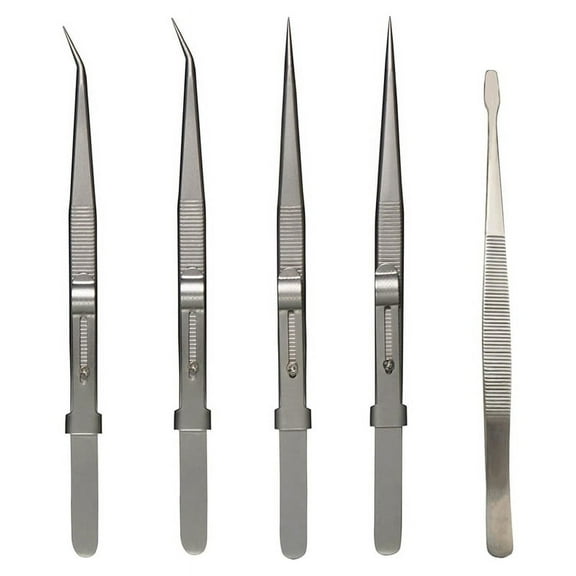5Pcs Precision Tweezers Set - Anti - Static Stainless Steel Tweezers for Electronics, Jewelry Making and Laboratory Work
