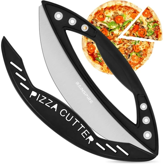 Pizza Cutter Rocker Blade Stainless Steel Pizza Rocker with Cover Sharp Blade Pizza Knife Dishwasher Safe Kitchen Gadgets Home Essentials, 1pack