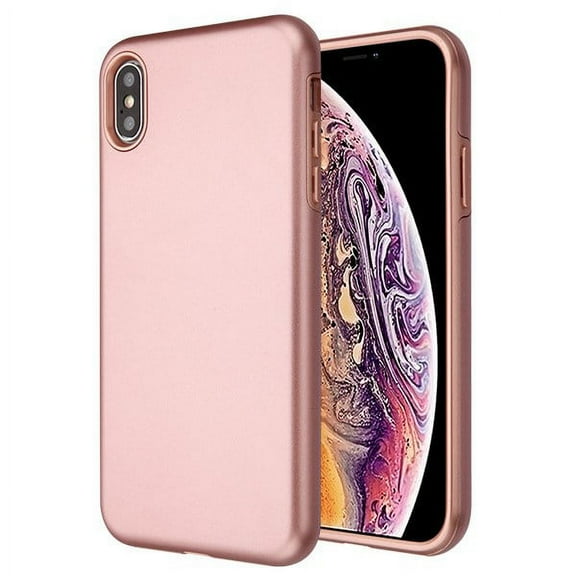 Apple iPhone XS Max (6.5 inch) (2018 Model) Phone Case Slim Hybrid Shockproof Impact Rubber Dual Layer Rugged Protective Hard PC Bumper & Soft TPU Cover Rose Gold Case for iPhone XS Max (6.5")