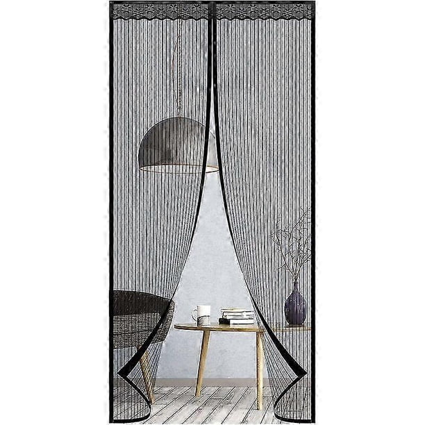 26-27 Mosquito Net for Doors 90 x 210 cm, Heavy Duty for Patio Door, Mesh Mosquito Net with Powerful Magnets and Magic Tape, (Black)