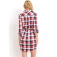 thumbnail image 3 of Women's Casual Button Down Long Sleeve Plaid Print V-Neck Lightweight Belt Shirts Dress, 3 of 4