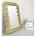 thumbnail image 6 of Simmer Stone Wave Pattern Irregular Makeup Mirror Tabletop Vanity/ Cosmetic Desktop Mirror Hanging/ Wall Mirrors Desk Countertop Dressing for Home Bedroom Decorative Gold, 6 of 8