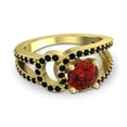 thumbnail image 3 of 2.50 Carat Round Cut Garnet & Black Onyx Gemstone Classic Bridal Ring for her 18K Yellow Gold Size 8.5 by Diamond-Capitals, 3 of 8