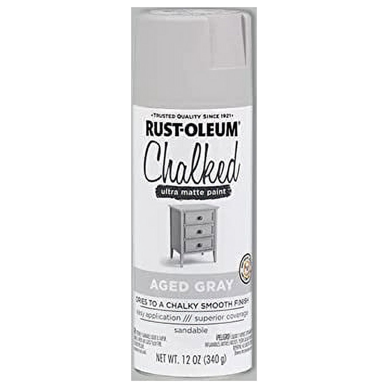 2Pc Rust-Oleum 302592 Chalked Ultra Matte Finish Spray Paint, Aged Gray, 12 Oz