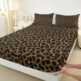 thumbnail image 3 of Homewish Leopard Print 4 Pieces Queen Sheet Sets for Teens Boys Girls,Bling Black Brown Glitter Ultra Soft Flat Sheet,Animal Cheetah Print Queen Fitted Sheet,Breathable Home Decor, 3 of 7