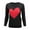 Black/Red, variant on Women's Love Heart Chenille Crewneck 3/4 Sleeve Casual Pullover Sweater MK3595-BLK/RED-L