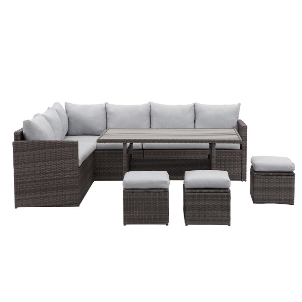 Superjoe 7 Piece Outdoor Conversation Set All Weather Wicker Sectional