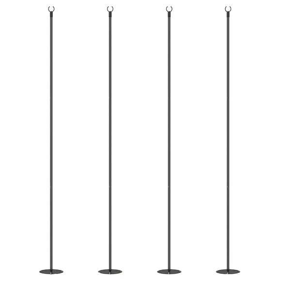 4 Pack Black Steel String Light Poles, 96.5" Adjustable Outdoor Hanging Light Stands for Patio, Backyard, Deck & Garden, Heavy Duty Weather Resistant Poles for Banners & Decor