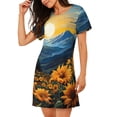 thumbnail image 2 of Xecao Elegant Sunset Sunflower for Women's Loose Nightgown Sleepwear Short Sleeves Shirt Casual Print Sleepdress, 2 of 6