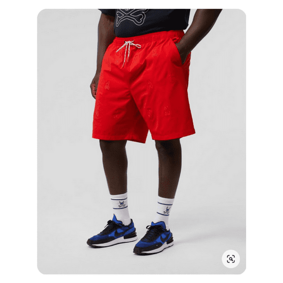 PSYCHC BUNNY BIG AND TALL LARKIN SWIM SHORTS, RED, 6XLT