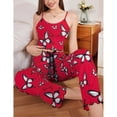 thumbnail image 6 of Gkeoshab Womens Pajama Sets Women's 2026 Summer Ribbed Two Piece Loungewear Heart Print Cami Top & Wide Leg Pants Set Casual Comfortable Outfit, 6 of 8