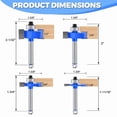 thumbnail image 6 of 4 Pcs Rabbeting Router Bits Set 1/4 Inch Shank with 6 Bearing Set - Adjustable Multi Depths Cutter, 6 of 6