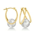 thumbnail image 3 of Ross-Simons 8-9mm Gray Cultured Pearl Double-Hoop Earrings in 14kt Yellow Gold, Women's, Adult, 3 of 5
