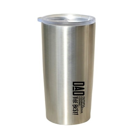 Double-Walled Insulated Stainless-Steel 20 oz Travel Mug | Dad Faithful, Courageous, Loving…The Best! | Accommodates Hot or Cold Drinks | Spill-proof lid with locking mechanism so drinks will not