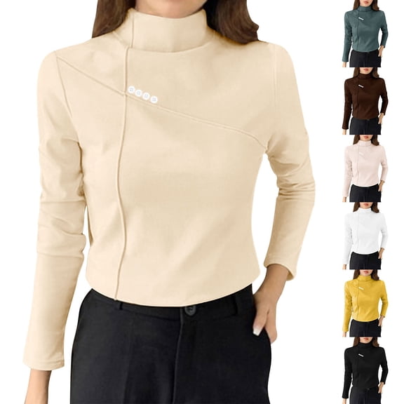 Women's Double-Sided Fleece Thermal Long Sleeve Base Layer Top Shirt Warm Soft Moisture Wicking Winter Workout Hiking Cold Weather | CSEONE,Beige L