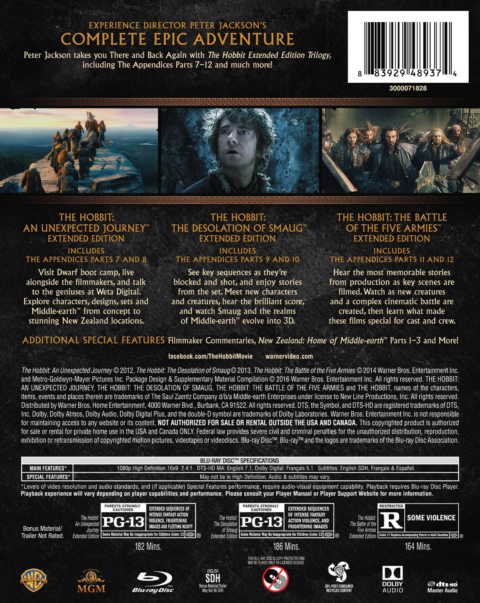 The Hobbit: The Motion Picture Trilogy (Extended Edition) (Blu-Ray)