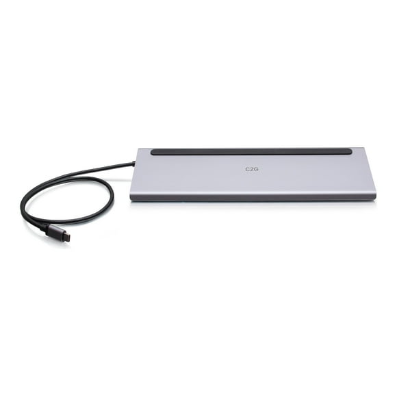 C2G USB-C 10-in-1 Triple Display Docking Station with HDMI, DisplayPort, VGA, Ethernet, USB, SD Card Reader, 3.5mm Audio and Power Delivery up to 100W - 4K 30Hz - Docking station - USB-C - VGA, HDMI, DP - 1GbE