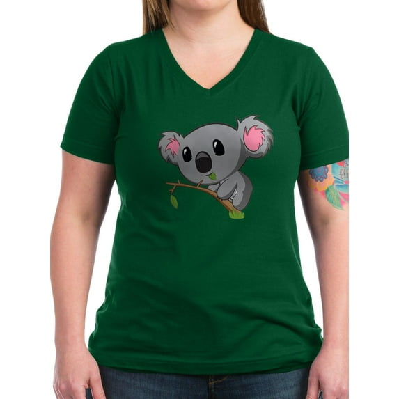 CafePress - Hungry Koala Women's V Neck Dark T Shirt - Women's V-Neck Dark T-Shirt