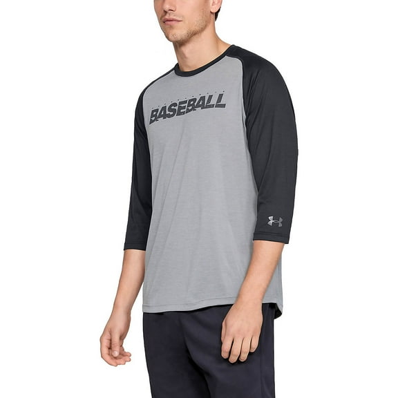 Under Armour Mens Bullpen 3/4 Sleeve Baseball Practice Shirt Black/Gray Large