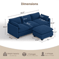 thumbnail image 4 of 110.2" Cloud Couch, Lofka Sectional Couch with Ottoman, Upholstered Couches for Living Room Bedroom,Blue(Plush Corduroy Fabric), 4 of 14