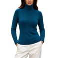 thumbnail image 3 of Sweaters for Women Raglan Long Sleeve Slim Fit Knit Layering Turtleneck Sweater,Basic Solid Color Soft Warm Pullover Top for Daily Casual Wear, 3 of 8