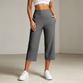thumbnail image 2 of Babaley Womens Capri Pants High Waisted Stretch Side Slit Cropped Trousers Dressy Stylish Casual Office Business Work Pants, 2 of 6