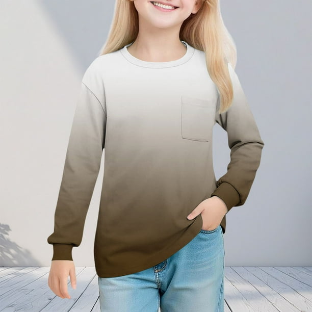 Cowsor Girl's Crew Neck Tie Dye Sweatshirts with No Hood Casual Color Block Long Sleeve Pullover Tops