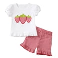 thumbnail image 2 of Toddler Checkered Shorts Girl Toddler Baby Girl Summer Outfits Polka Dot Print Ribbed Knit Short Sleeves T-Shirt Tops + Shorts 2Pcs Clothes Set, 2 of 8