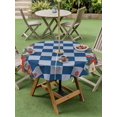 thumbnail image 3 of Outdoor Tablecloth with Umbrella Hole and Zipper, Blue Plaid Round Table Cloth 54 Inch Waterproof Tablecloth, Japanese Red Floral Flowers Buffalo Check Picnic Table Cover for Patio Camping, 3 of 7