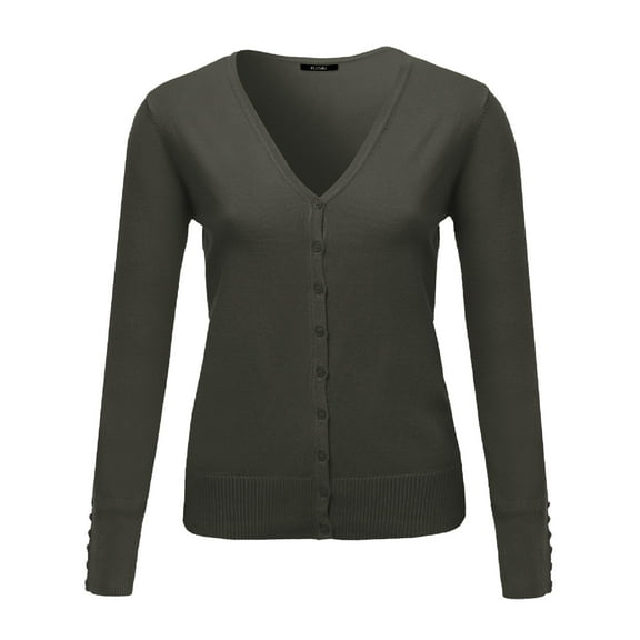 FashionOutfit Women's Basic V-neck Solid Cardigan Plus Size Color Variations