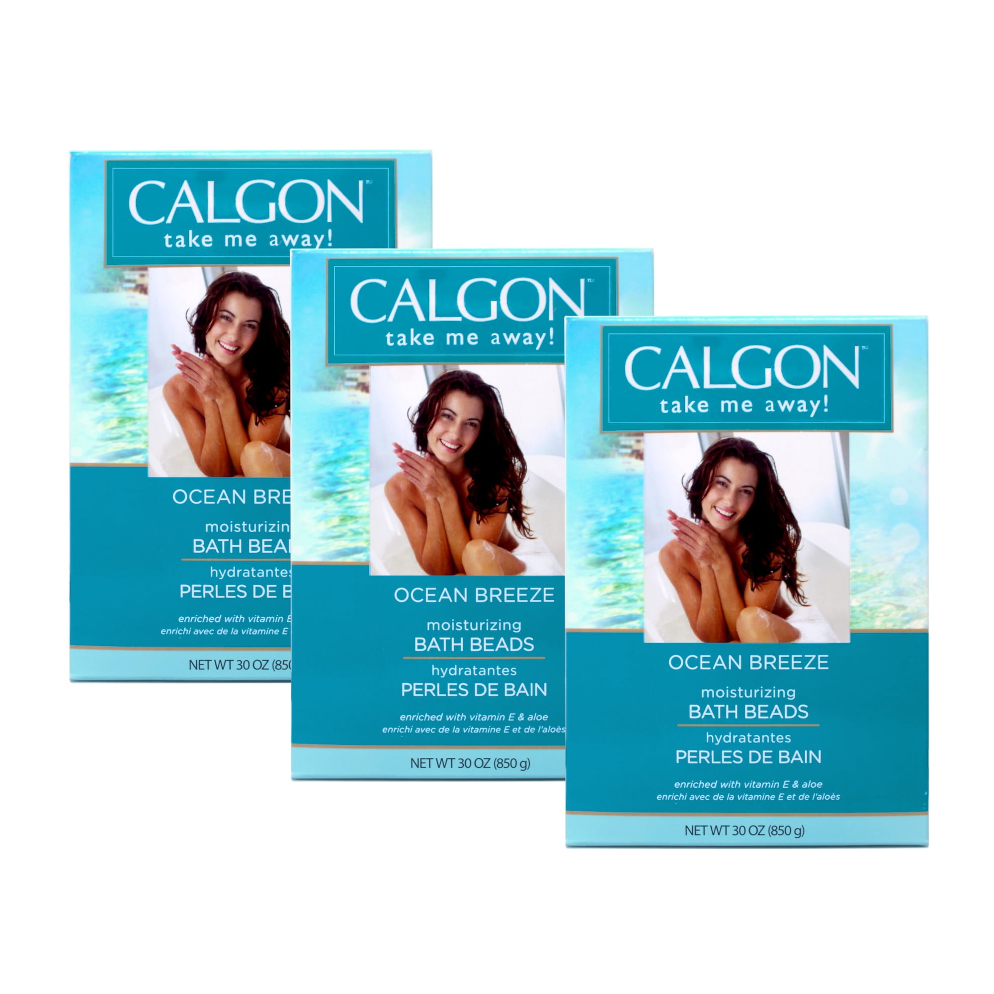 Calgon Ultra-Moisturizing Bath Beads, Ocean Breeze 30 oz (Pack of 3)