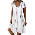 thumbnail image 1 of jovati Robe d'Été pour Femmes Aguichant Mode Femmes Décontractée Aguichant à Col en V Imprimée Robe d'Été à Manches Courtes Robe d'Été pour Femmes avec Manches Robe d'Été avec Manches pour Femmes, 1 of 4