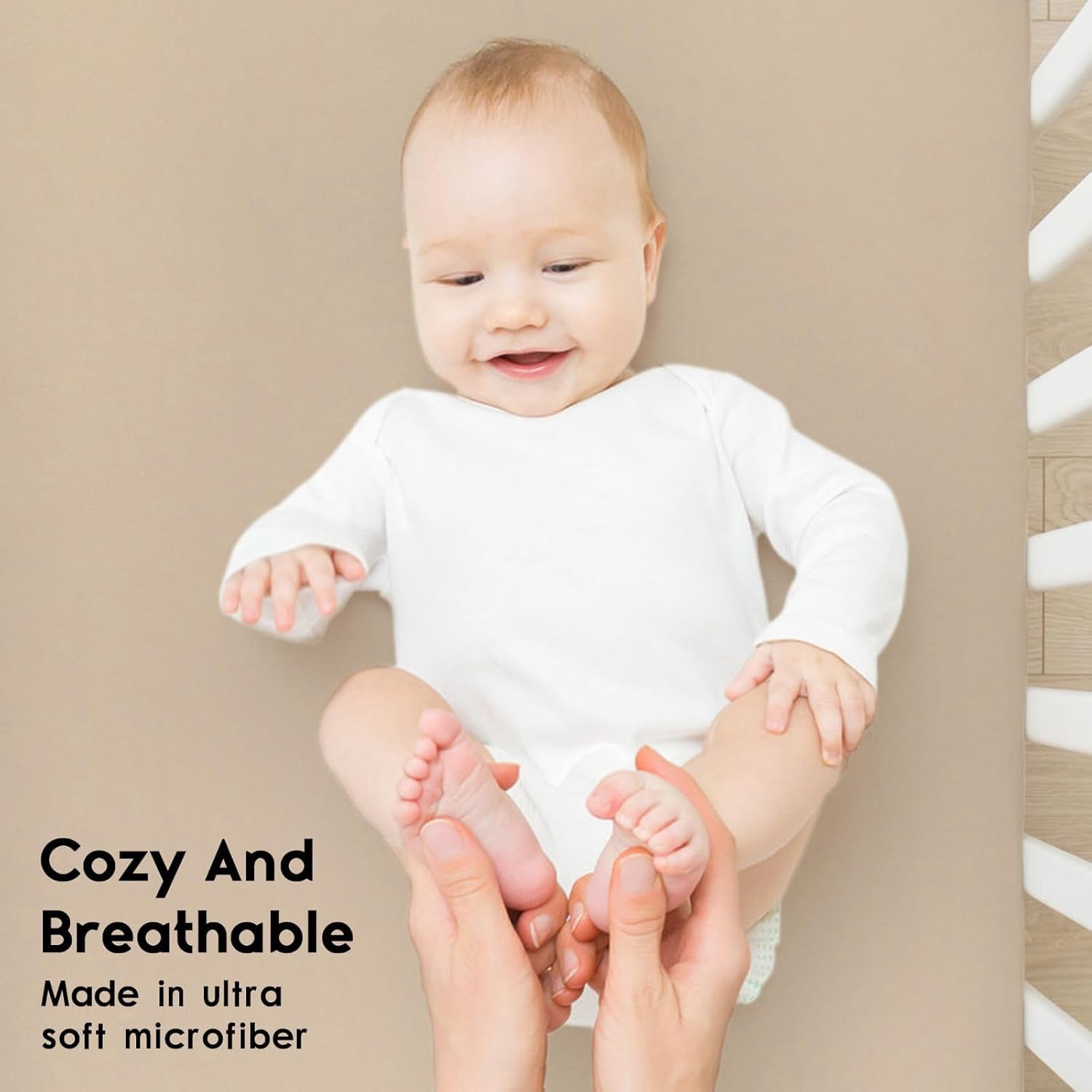 JJEAN-Pack and Play Sheets Fitted, Mini Crib Sheets 2-Pack for Pack N Play Mattress, Stretchy Playard Sheet, Soft and Breathable (Apricot-Green)