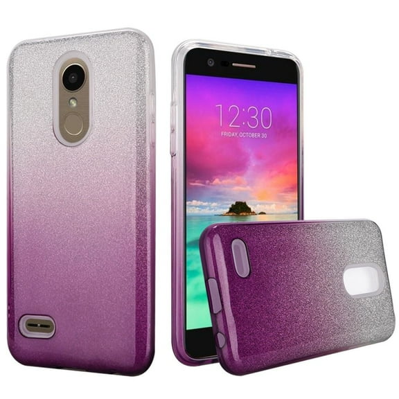 GSA Slim TPU Shiny Glitter Two Tone Hybrid Case For LG K10 2018, K30, Harmony 2 Purple