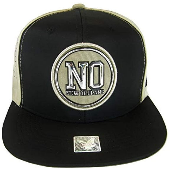 New Orleans Men's Patch Style Breathable Snapback Baseball Cap (Black/Khaki)