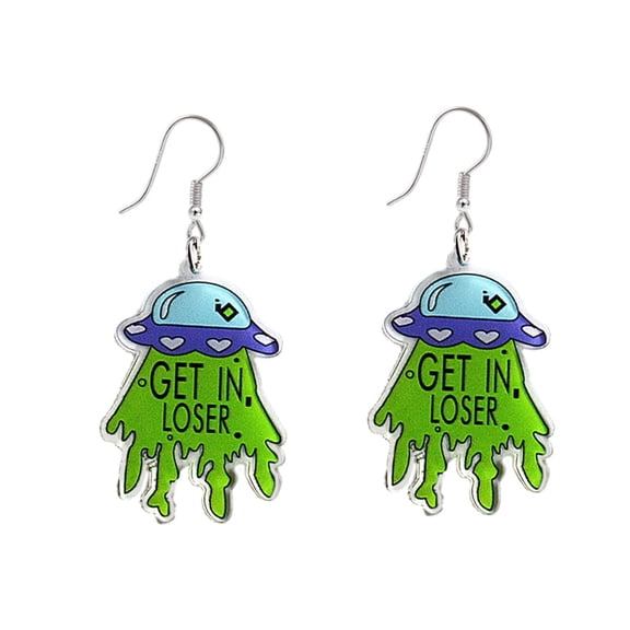 Fashion Get In Losser Drop Dangle Earrings Acrylic Novelty Weird Space Hook Huggie Hoops Earring for Women