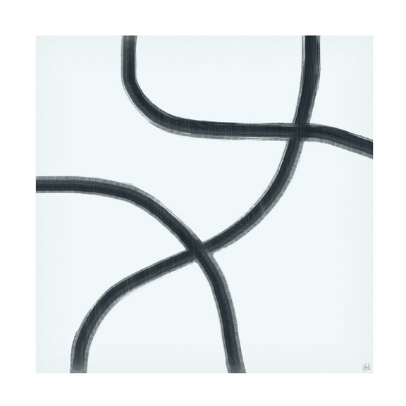 Canvas Wall Art - Line and Brush 'Single Wanderings 6' Wall Art for Living Room, Bedroom, or Office Décor by Trademark Fine Art - 14 x 14 Inches